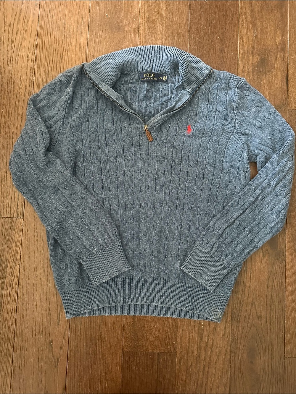 Polo Ralph Lauren 100% Silk Cable Knit Quarter Zip Sweater L